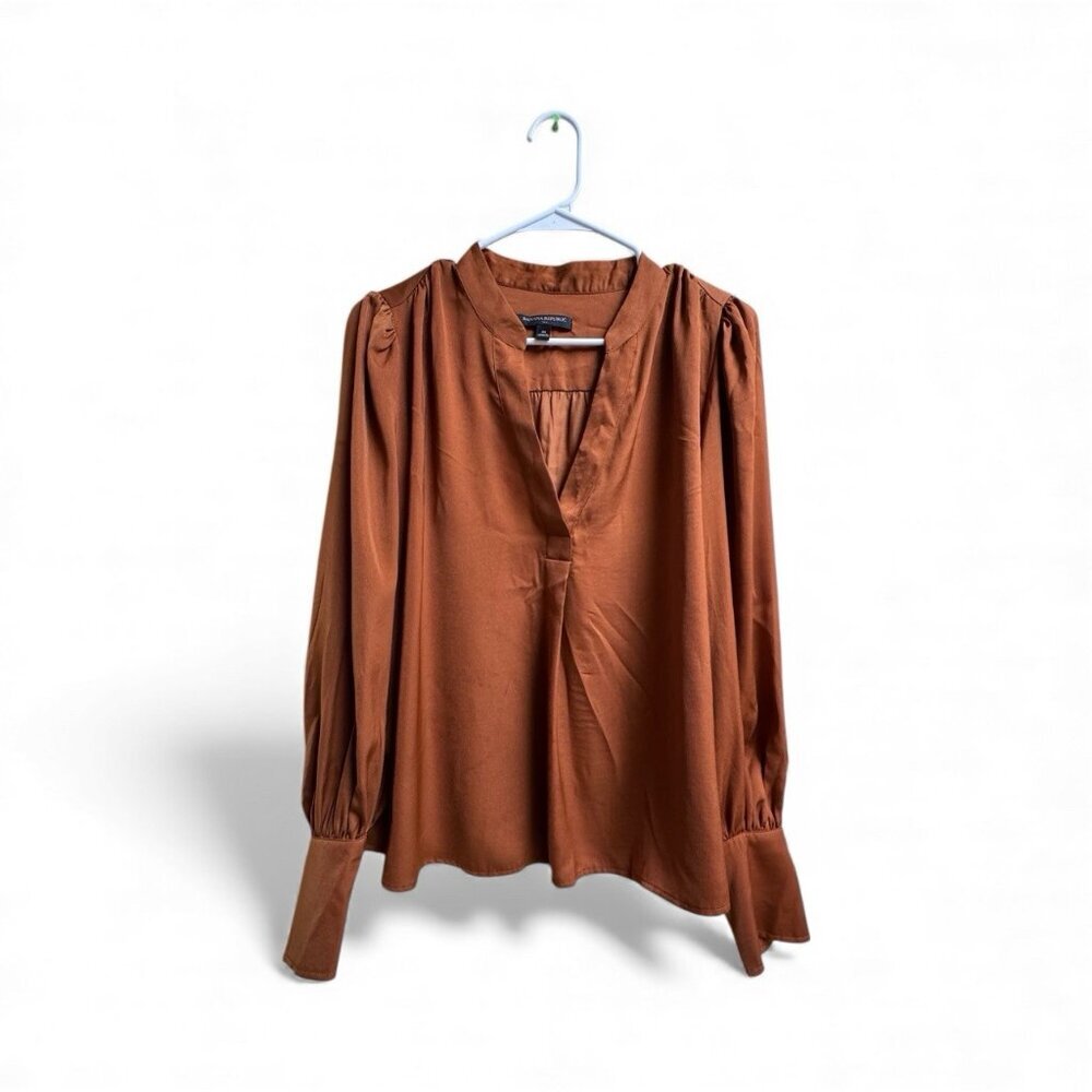 Banana Republic Rust V-Neck Long Sleeve Blouse Medium